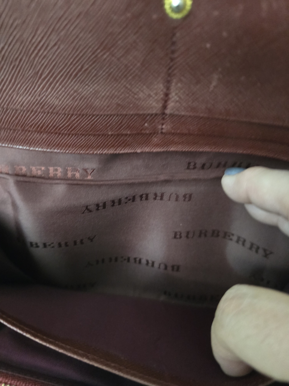 EUC Burberry Vintage Nova Check Continental Long Wallet Burgundy Leather - Picture 5 of 12
